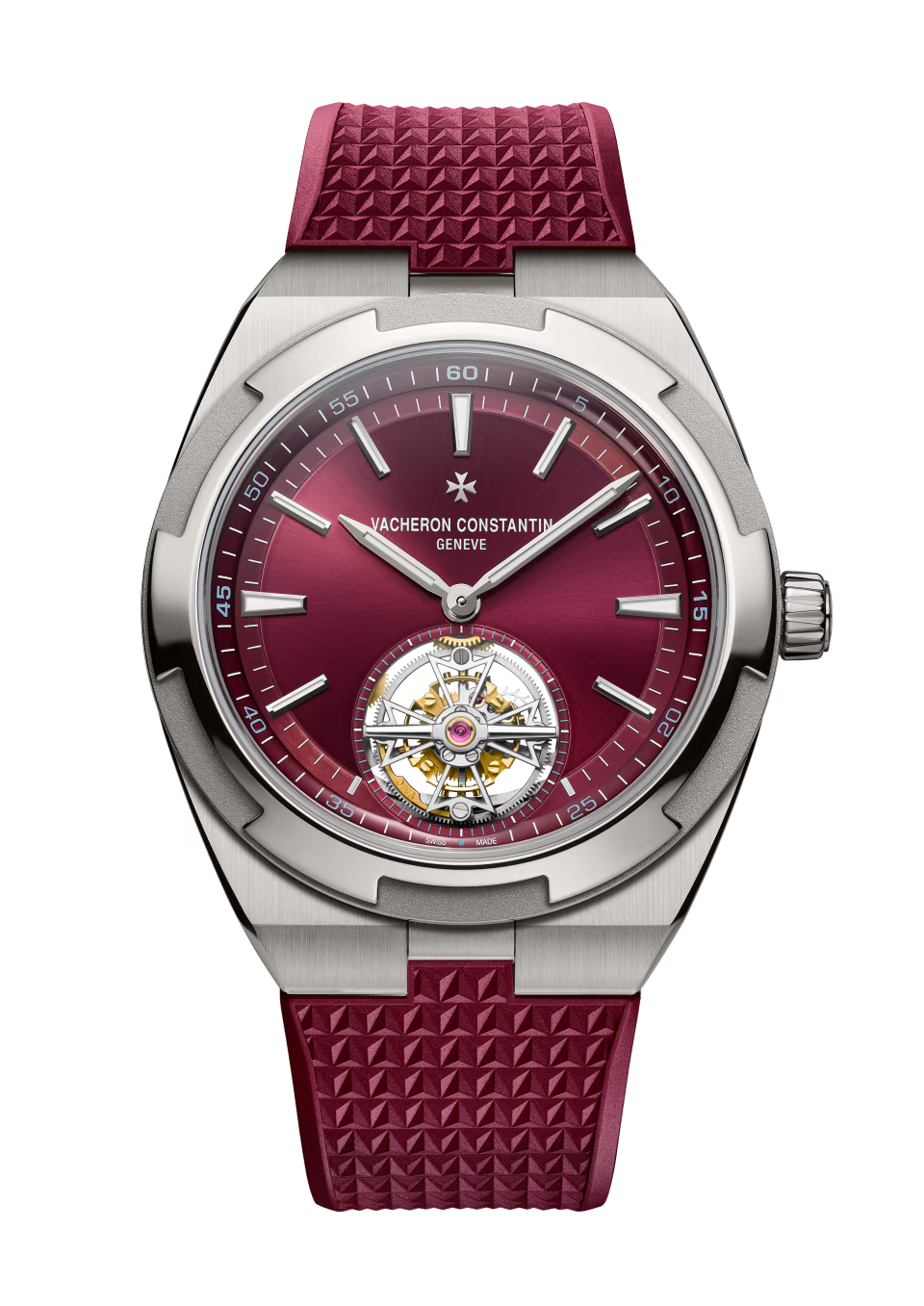 Vacheron Constantin Overseas Tourbillon Titanium 42.5 MM - Titanium Bracelet - Burgundy Dial - 6000V/210T-H179