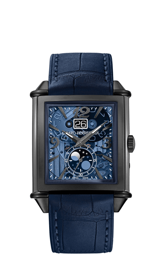 Girard-Perregaux Vintage 1945 Titanium DLC 36.10 x 35.25 MM - Blue Leather Strap - Polycristalline Dial - 25882-21-423-BB4A