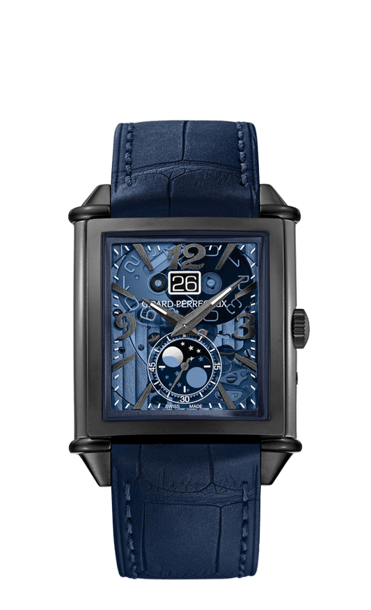 Girard-Perregaux Vintage 1945 Titanium DLC 36.10 x 35.25 MM - Blue Leather Strap - Polycristalline Dial - 25882-21-423-BB4A