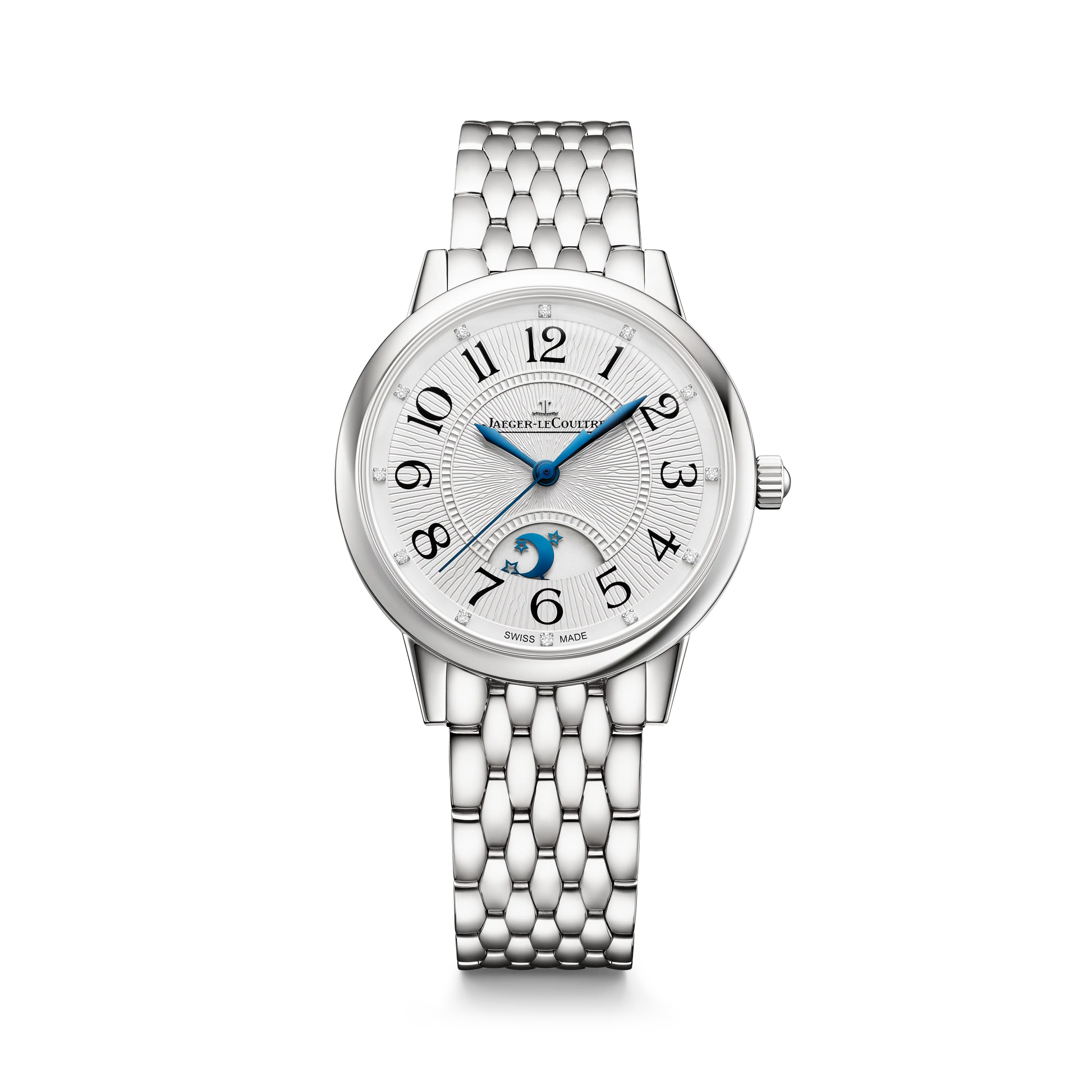 JLC - Rendez-Vous Classic Night & Day - 34 MM - Stainless Steel - Silvered-Gray Guilloché Diamond Dial - Stainless Steel Bracelet - Q3448111