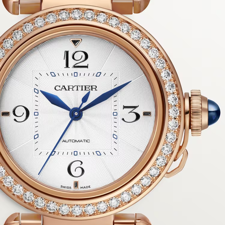 Cartier Pasha de Cartier Rose gold 35 MM - Rose Gold Bracelet - Diamond Bezel - Silver Flinqué Dial - WJPA0013