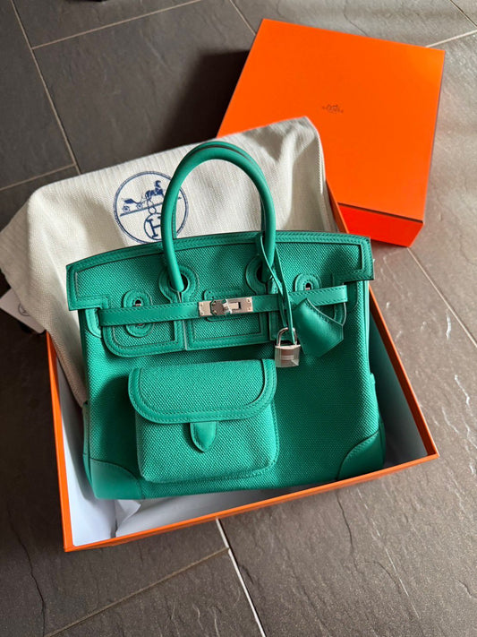 Hermès Cargo Birkin 25 - Vert Vertigo - Canvas & Swift - Palladium Hardware - BC25VVCSPHW