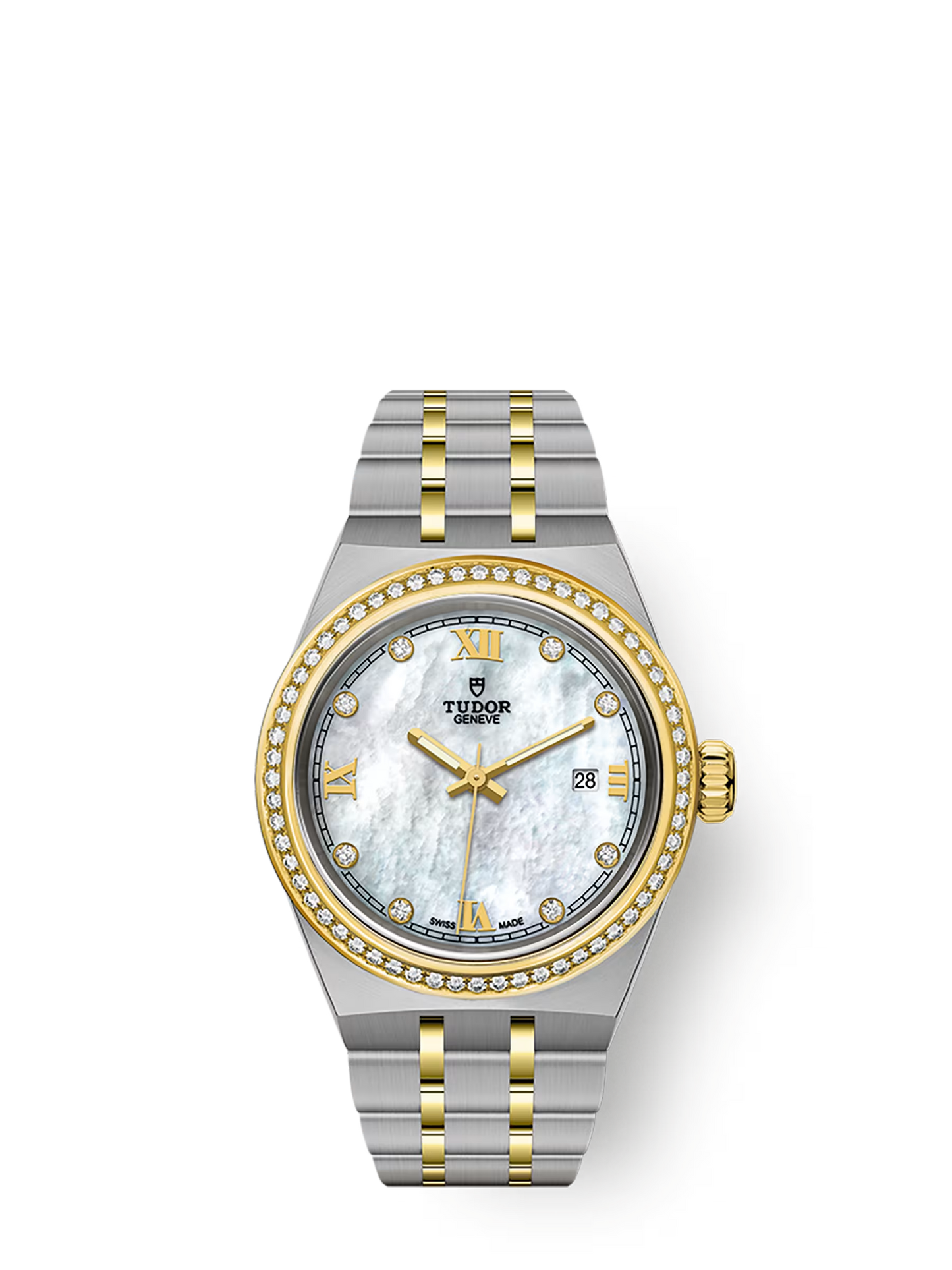 Tudor Royal - 28 MM - Steel & Yellow Gold - Diamond Bezel - MoP Roman Diamond Dial - M28323-0001