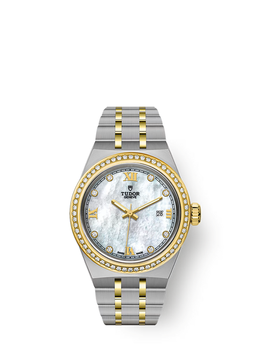 Tudor Royal - 28 MM - Steel & Yellow Gold - Diamond Bezel - MoP Roman Diamond Dial - M28323-0001