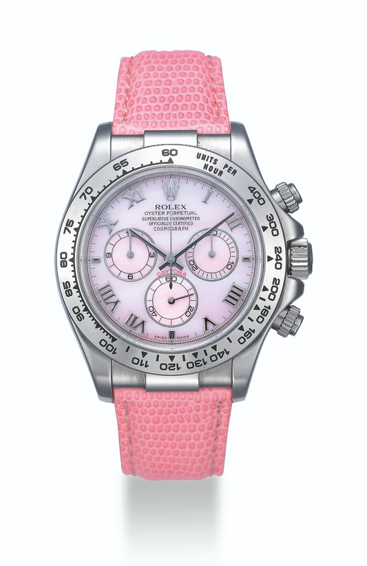 Rolex White Gold Daytona Beach Collection - 40 MM -  Pink Leather Strap - Pink Dial - 116519LN Pink
