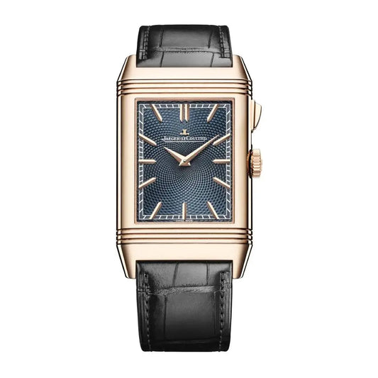JLC - Reverso Tribute Minute Repeater - Limited Edition - 51.1 MM x 31 MM - Pink Gold - Teal Enamel/Open Dial - Black Leather Strap - Q7122480