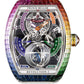 Franck Muller Vanguard Revolution 3 Skeleton Rainbow - 45 MM - Steel - Rainbow Diamond Bezel - Skeleton Dial - 2030SMRVS