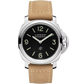 Panerai Luminor Stainless Steel 44 MM - Scamosciato Light Brown Strap - Black Dial - PAM01086