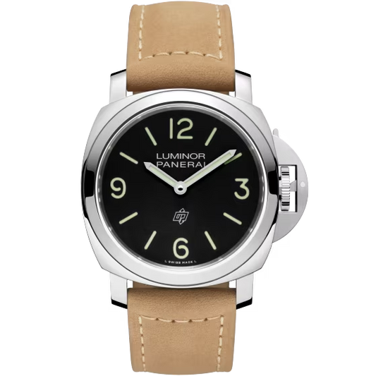 Panerai Luminor Stainless Steel 44 MM - Scamosciato Light Brown Strap - Black Dial - PAM01086