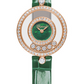 Chopard Happy Diamonds Rose Gold 25.8 MM - Green Leather Strap - Diamond Bezel - Green Diamond Dial - 203957-5209