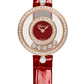 Chopard Happy Diamonds Yellow Gold 25.8 MM - Red Leather Strap - Diamond Bezel - Red Dial - 203957-5210