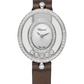 Chopard Happy Diamonds White Gold 25.8 MM - Brown Leather Strap - Diamond Bezel - Mother-Of-Pearl Dial - 204292-1301