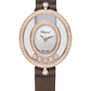 Chopard Happy Diamonds Rose Gold 25.8 MM - Brown Leather Strap - Diamond Bezel - Mother-Of-Pearl Dial - 204292-5301