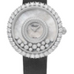 Chopard Happy Diamonds White Gold 37.70 MM - Black Leather Strap - Diamond Bezel - Mother-Of-Pearl Dial - 204445-1001