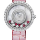 Chopard Happy Diamonds White Gold 37.70 MM - Red Leather Strap - Diamond Bezel - Mother-Of-Pearl Dial - 204445-1006