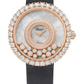 Chopard Happy Diamonds Rose Gold 37.70 MM - Black Leather Strap - Diamond Bezel - Mother-Of-Pearl Dial - 204445-5001