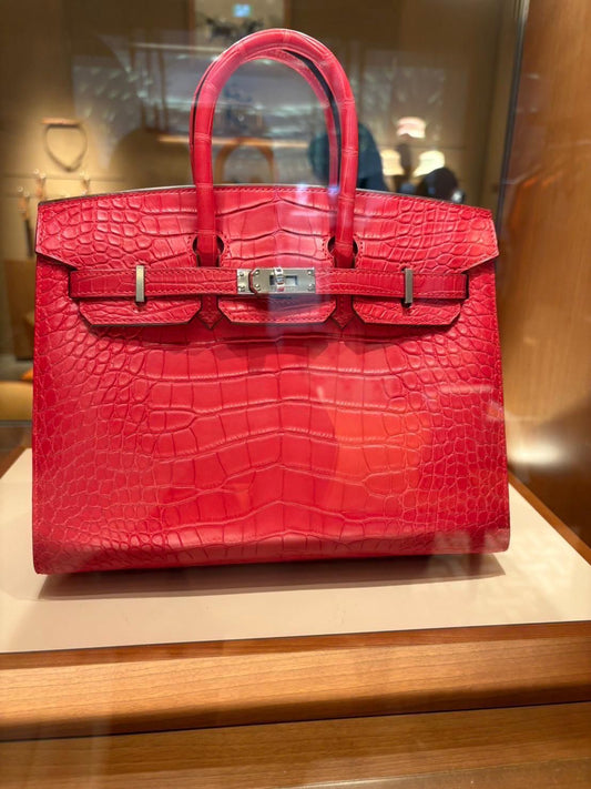 Hermès Birkin Sellier 25 - Rose Extreme - Alligator - Palladium Hardware - B25REAPHW