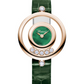 Chopard Happy Diamonds Rose Gold 25.8 MM - Green Leather Strap - Green Dial - 209415-5002