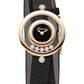 Chopard Happy Diamonds Rose Gold 26 MM - Black Leather Strap - Black Dial - 209415-5004