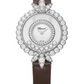 Chopard Happy Diamonds White Gold 29.35 MM - Brown Leather Strap - Diamond Bezel - Mother-Of-Pearl Dial - 209424-1004