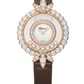 Chopard Happy Diamonds Rose Gold 29.35 MM - Brown Leather Strap - Diamond Bezel - Mother-Of-Pearl Dial -  209424-5004