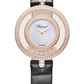 Chopard Happy Diamonds Rose Gold 32 MM - Black Strap - Diamond Bezel - Mother-Of-Pearl Dial - 209426-5201