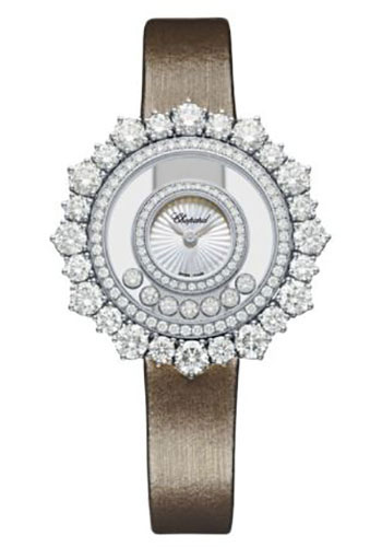 Chopard Happy Diamonds White Gold 36.30 MM - Brown Strap - Diamond Bezel - Mother-Of-Pearl Dial -  209436-1002