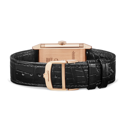 JLC - Reverso Tribute Duoface Tourbillon - 45.5 MM x 27.4 MM - Pink Gold - Silvered-Gray/Black Dial - Black Leather Strap - Q392243J
