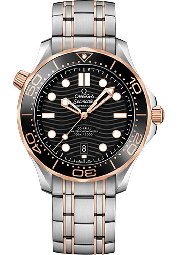 Omega Seamaster Stainless Steel and Rose Gold 42 MM - Stainless Steel and Rose Gold Bracelet - Black Ceramic Dial - 210.20.42.20.01.001 nyc watcher nyc watches