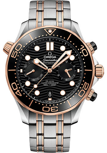 Omega Seamaster Rose Gold 44 MM - Rose Gold and Stainless Steel Bracelet - Black Dial - 210.20.44.51.01.001 nyc watcher nyc watches