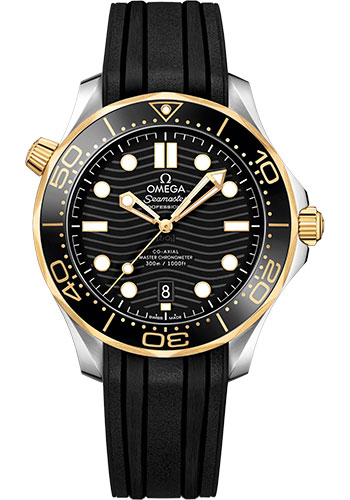 Omega Seamaster Stainless Steel and Yellow Gold 42 MM - Black Rubber Strap - Black Ceramic Dial - 210.22.42.20.01.001 nyc watcher nyc watches