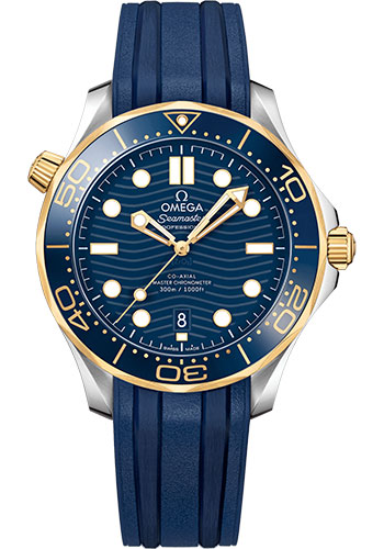 Omega Seamaster Stainless Steel and Yellow Gold 42 MM - Blue Rubber Strap - Blue Ceramic Dial - 210.22.42.20.03.001 nyc watcher nyc watches