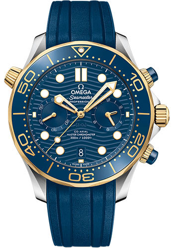 Omega Seamaster Stainless Steel and Yellow Gold 44 MM - Blue Rubber Strap - Blue Dial - 210.22.44.51.03.001 nyc watcher nyc watches