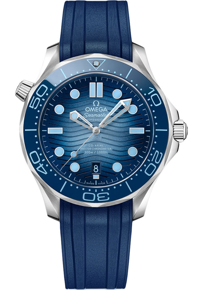 Omega Seamaster Stainless Steel 42 MM - Blue Rubber Strap - Blue Dial - 210.32.42.20.03.002 nyc watcher nyc watches