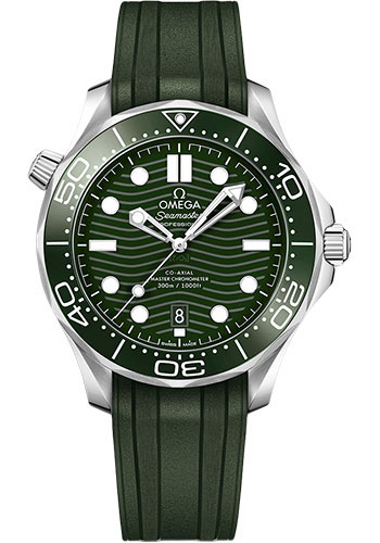 Omega Seamaster Stainless Steel 42 MM - Green Rubber Strap - Green Dial - 210.32.42.20.10.001 nyc watcher nyc watches