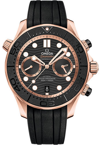 Omega Seamaster Rose Gold 44 MM - Black Rubber Strap - Black Dial - 210.62.44.51.01.001 nyc watcher nyc watches