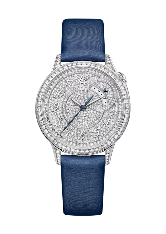 Vacheron Constantin Égérie White Gold 35 MM - Blue Leather Strap - Diamond Bezel - White Diamond Dial - 4606F/000G-B649