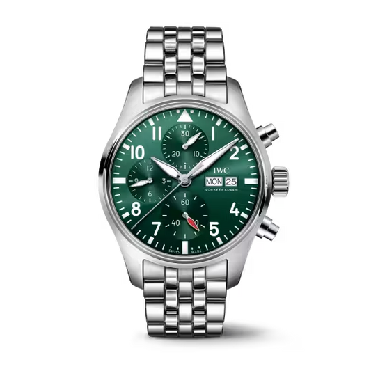 IWC Pilot's - Chronograph - Steel - 41 MM - Green Dial - IW388104  nyc watcher nyc watches