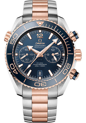 Omega Seamaster Planet Ocean Rose Gold and Stainless Steel 45.5 MM - Rose Gold and Stainless Steel Bracelet - Blue Ceramic Dial - 215.20.46.51.03.001 nyc watcher nyc watches