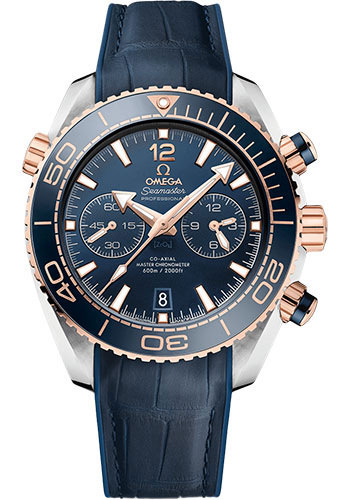 Omega Seamaster Planet Ocean Rose Gold and Stainless Steel 45.5 MM - Blue Leather Strap - Blue Ceramic Dial - 215.23.46.51.03.001 nyc watcher nyc watches