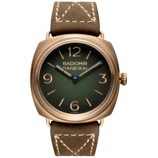 Panerai Radiomir Bronze 47 MM - Dark Brown Alligator Strap - Green Dial - PAM00760