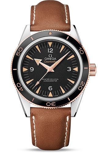 Omega Seamaster Stainless Steel and Rose Gold 41 MM - Brown Leather Strap - Black Dial - 233.22.41.21.01.002 nyc watcher nyc watches