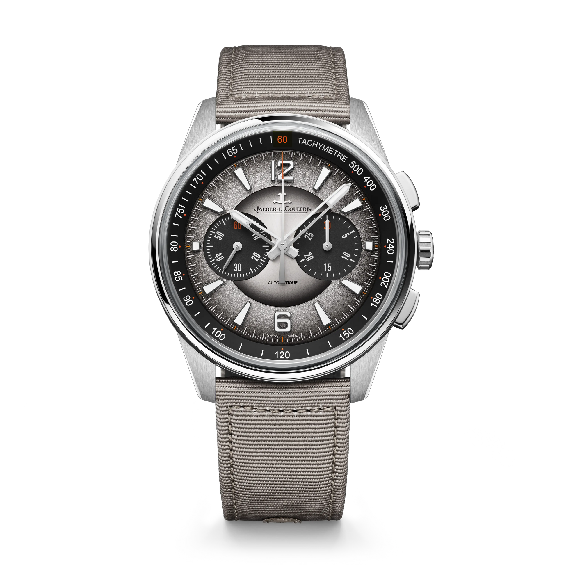 JLC - Polaris Chronograph - 42 MM - Stainless Steel - Shaded Gray Dial - Beige Fabric Strap - Q902843J