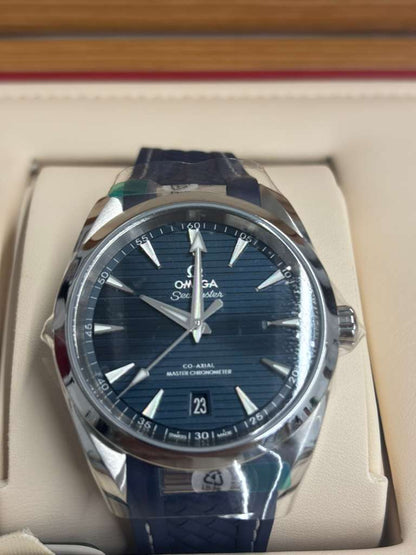 Omega Seamaster Aqua Terra Co Axial Stainless Steel 38 MM - Blue Structured Rubber Strap - Blue Ceramic Dial - 220.12.38.20.03.001