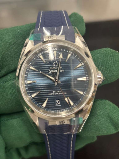Omega Seamaster Aqua Terra Co Axial Stainless Steel 38 MM - Blue Structured Rubber Strap - Blue Ceramic Dial - 220.12.38.20.03.001