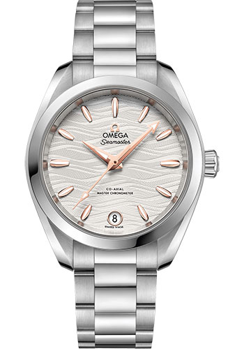 Omega Seamaster Aqua Terra Co Axial Stainless Steel 34 MM - Stainless Steel Bracelet -  Waved Silvery Dial - 220.10.34.20.02.001