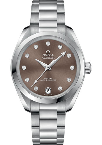 Omega Seamaster Aqua Terra Co Axial Stainless Steel 34 MM - Stainless Steel Bracelet - Shimmer Chestnut Diamond Dial - 220.10.34.20.63.001