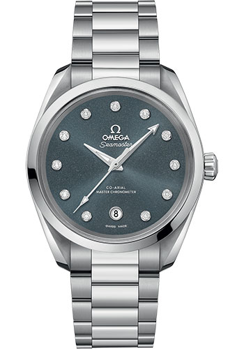 Omega Seamaster Aqua Terra Co Axial Stainless Steel 38 MM - Stainless Steel Bracelet - Blue Grey Diamond Dial - 220.10.38.20.53.001