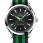 Omega Seamaster Stainless Steel 41 MM - Black And Green Striped Nato Strap - Black Dial - 220.12.41.21.01.002