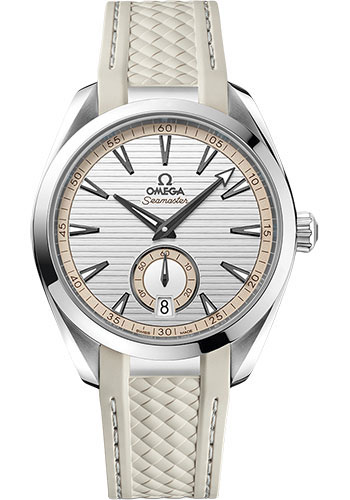 Omega Seamaster Aqua Terra Co Axial Stainless Steel 41 MM - White Structured Rubber Strap - Silvery Beige Dial - 220.12.41.21.02.005